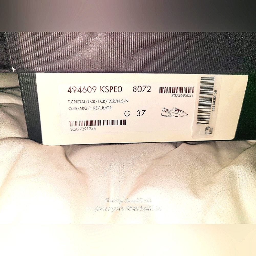 GUCCI Vernice Crystal Tri-Color Patent Leather Sneakers.